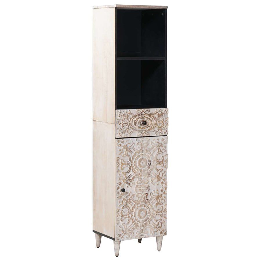 Badkamerkast met lade Wit 38 x 33,5 x 160 cm Massief Mango Hout