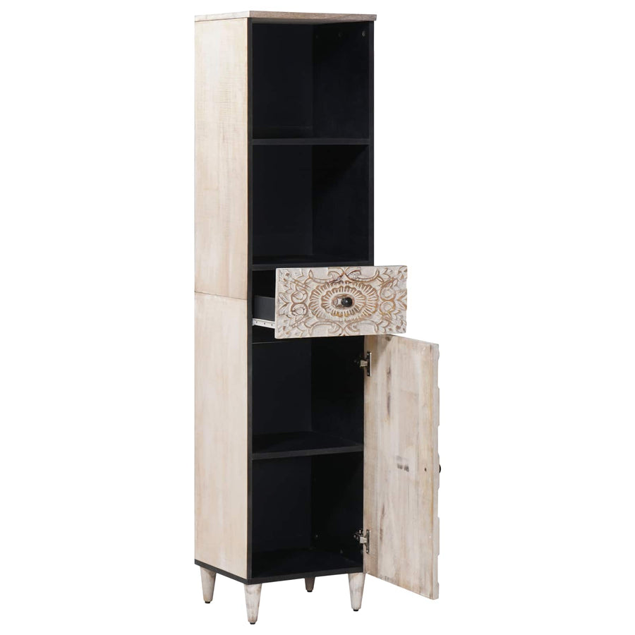 Badkamerkast met lade Wit 38 x 33,5 x 160 cm Massief Mango Hout
