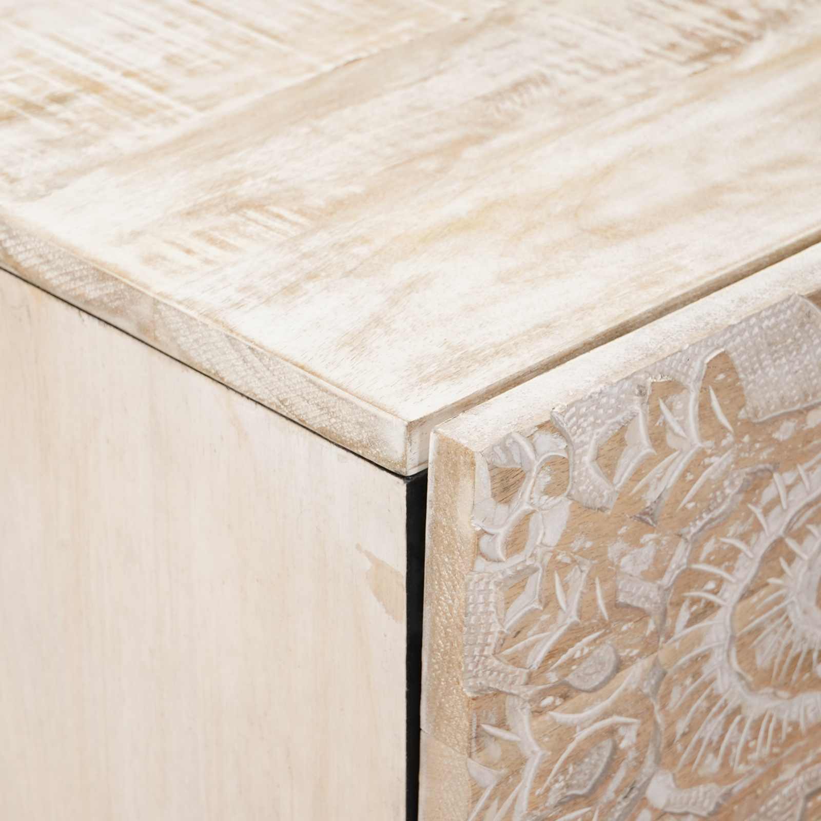 Dressoir met lade Wit 40 x 33,5 x 75 cm Massief Mango Hout
