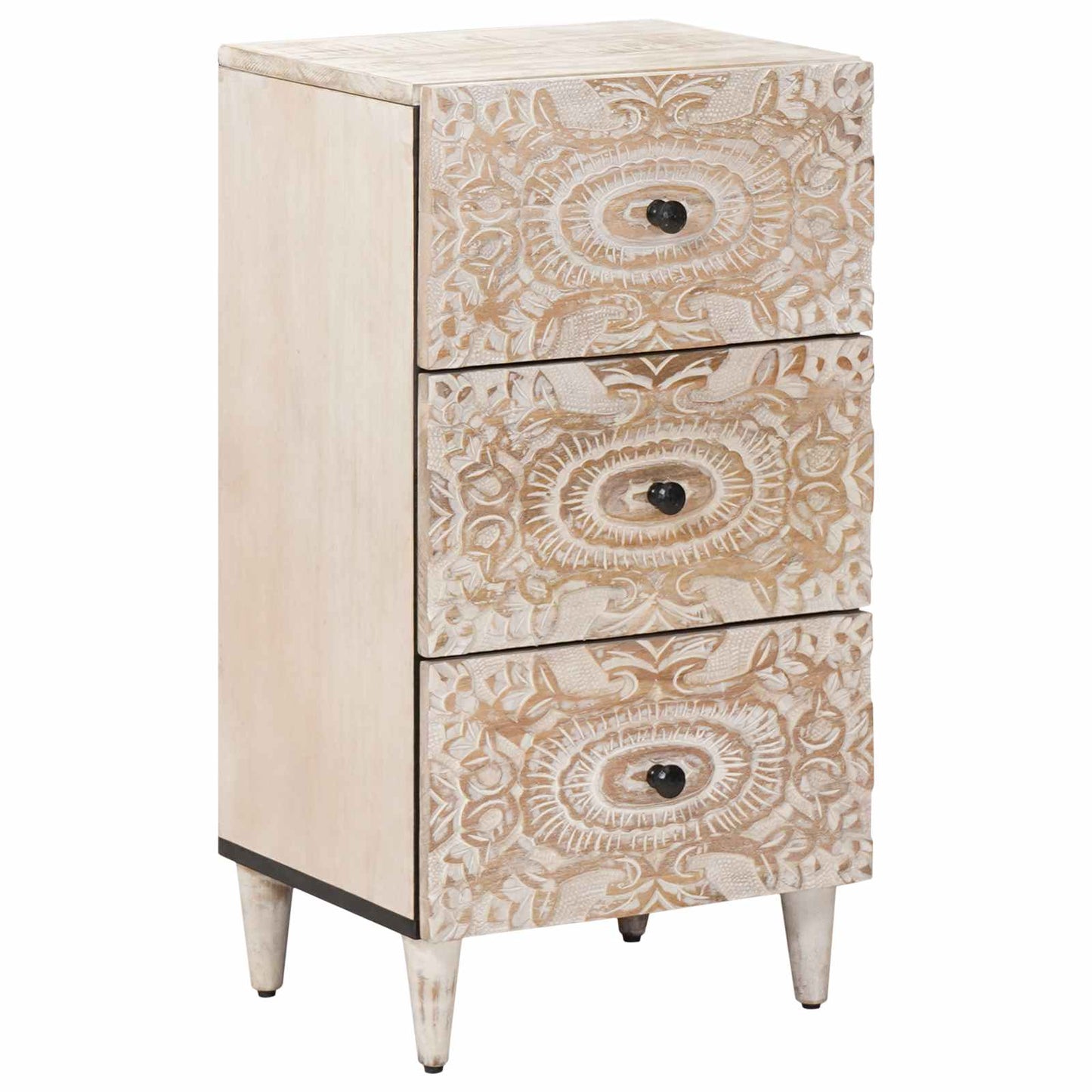 Dressoir met lade Wit 40 x 33,5 x 75 cm Massief Mango Hout