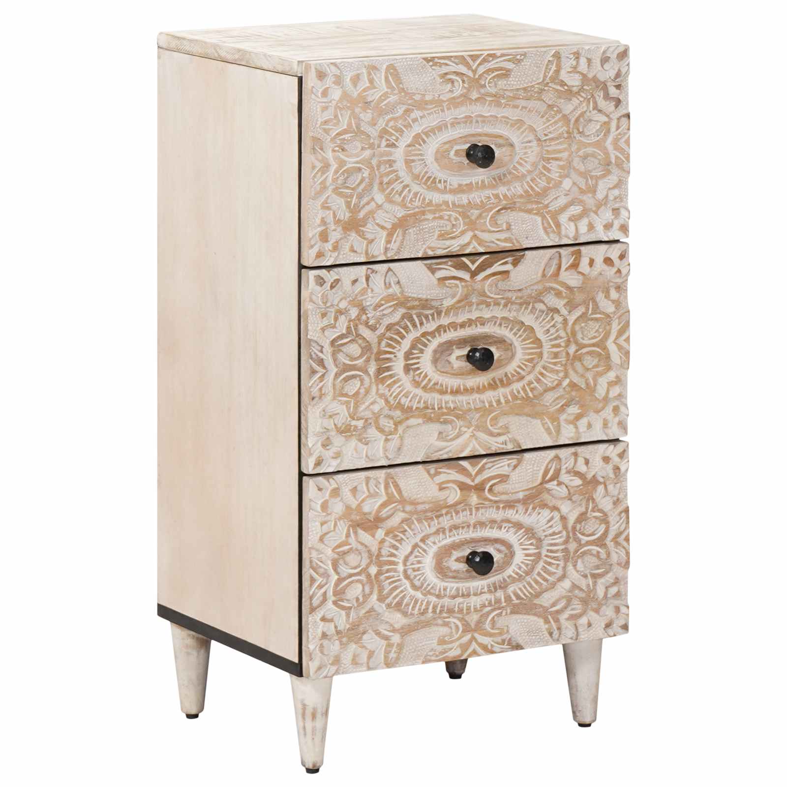 Dressoir met lade Wit 40 x 33,5 x 75 cm Massief Mango Hout