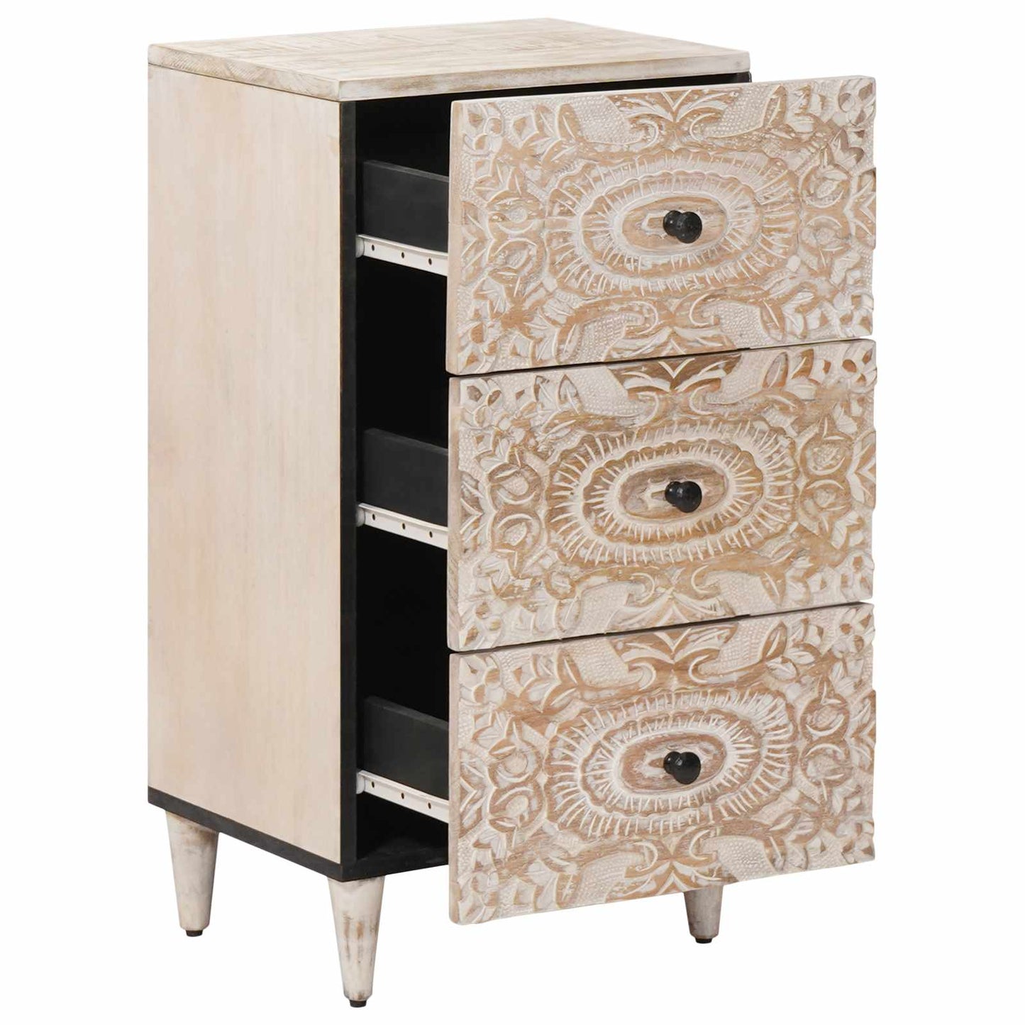Dressoir met lade Wit 40 x 33,5 x 75 cm Massief Mango Hout