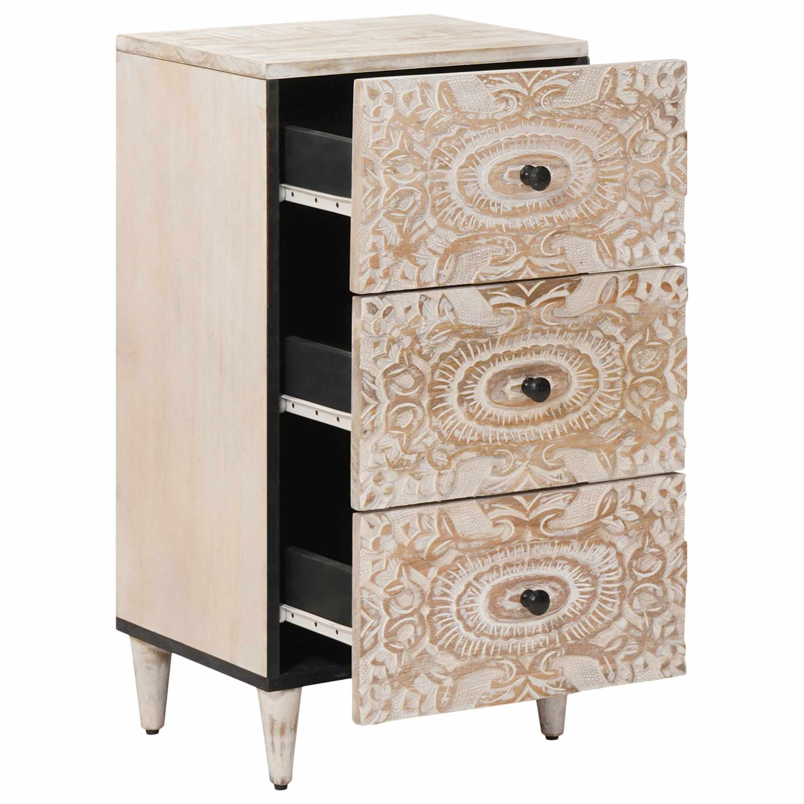 Dressoir met lade Wit 40 x 33,5 x 75 cm Massief Mango Hout