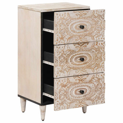 Dressoir met lade Wit 40 x 33,5 x 75 cm Massief Mango Hout