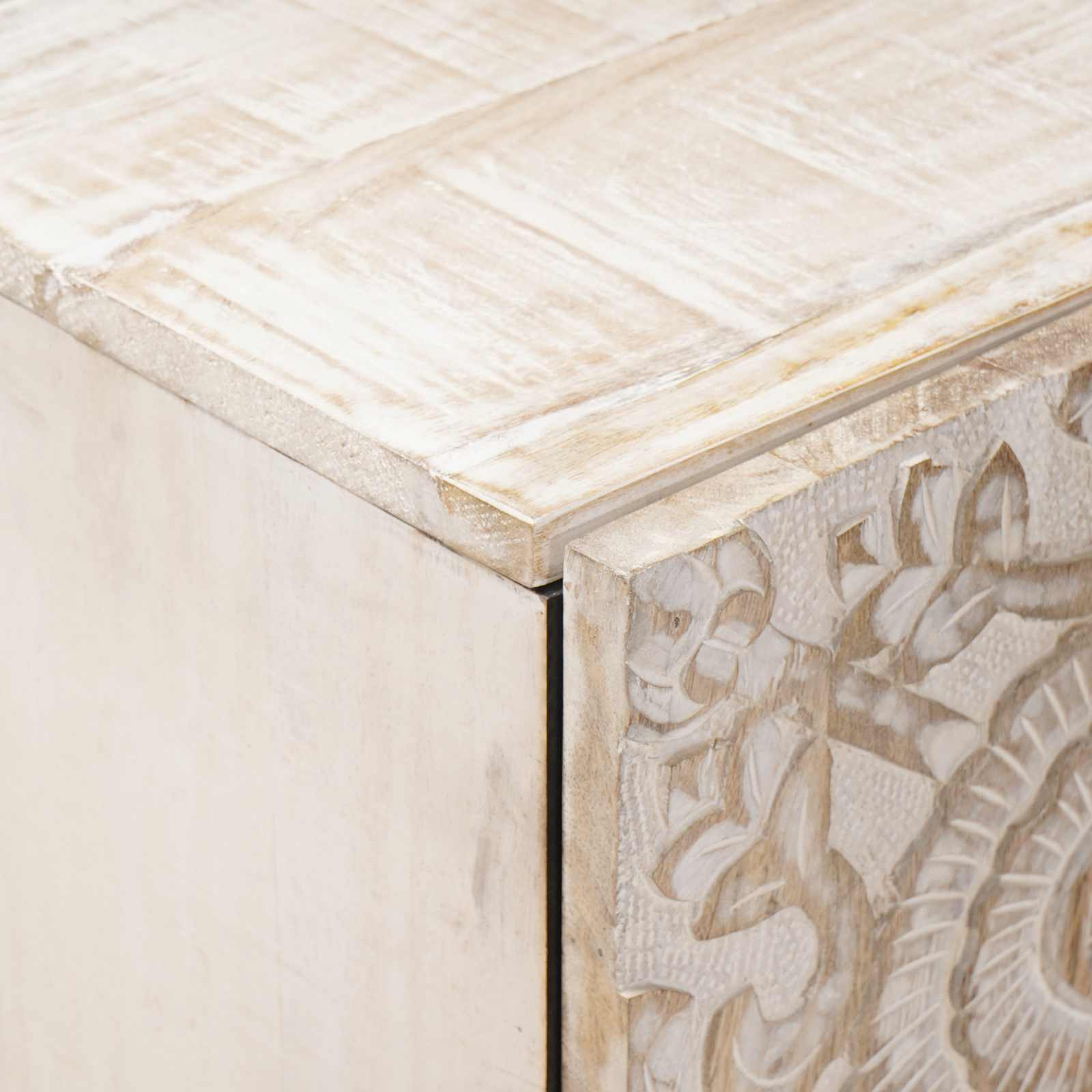 Dressoir met opslag Wit 40 x 33,5 x 75 cm Massief Mango Hout