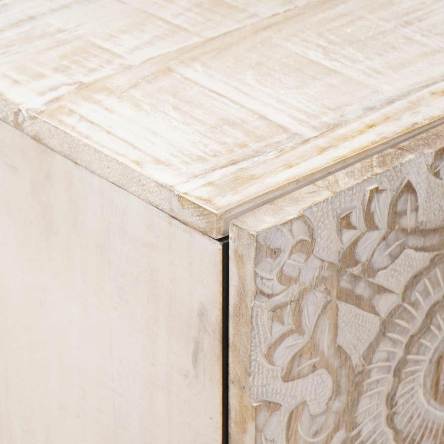 Dressoir met opslag Wit 40 x 33,5 x 75 cm Massief Mango Hout