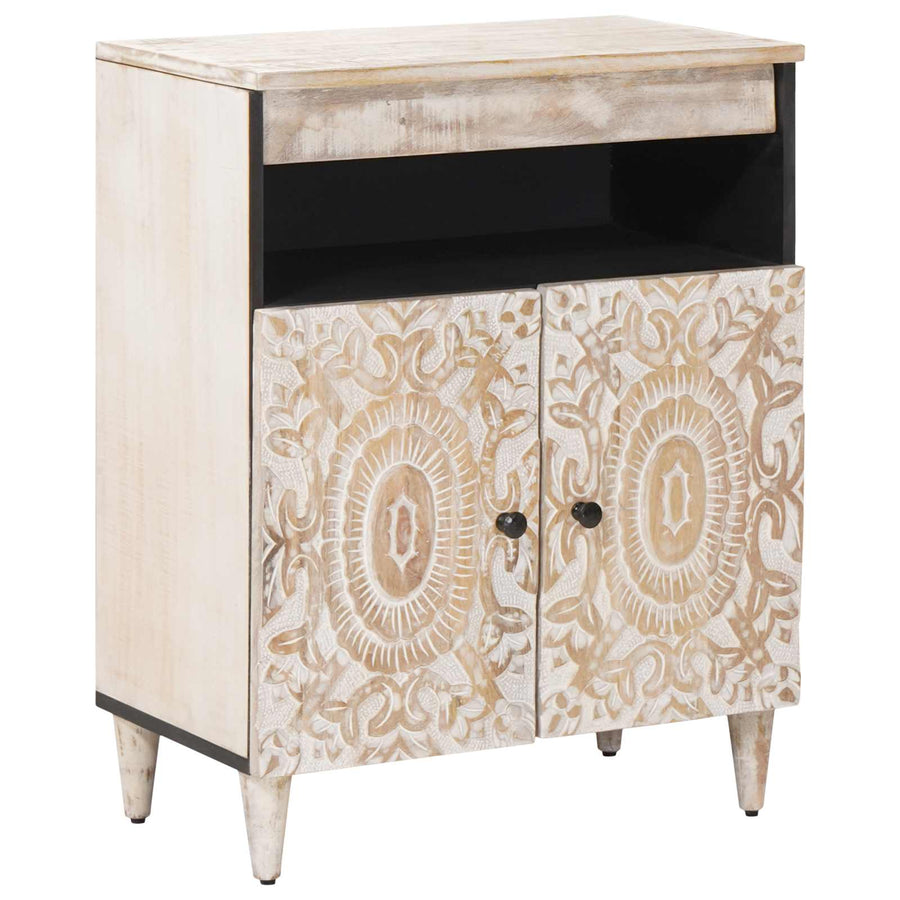 Dressoir met opslag Wit 60 x 33,5 x 75 cm Massief Mango Hout