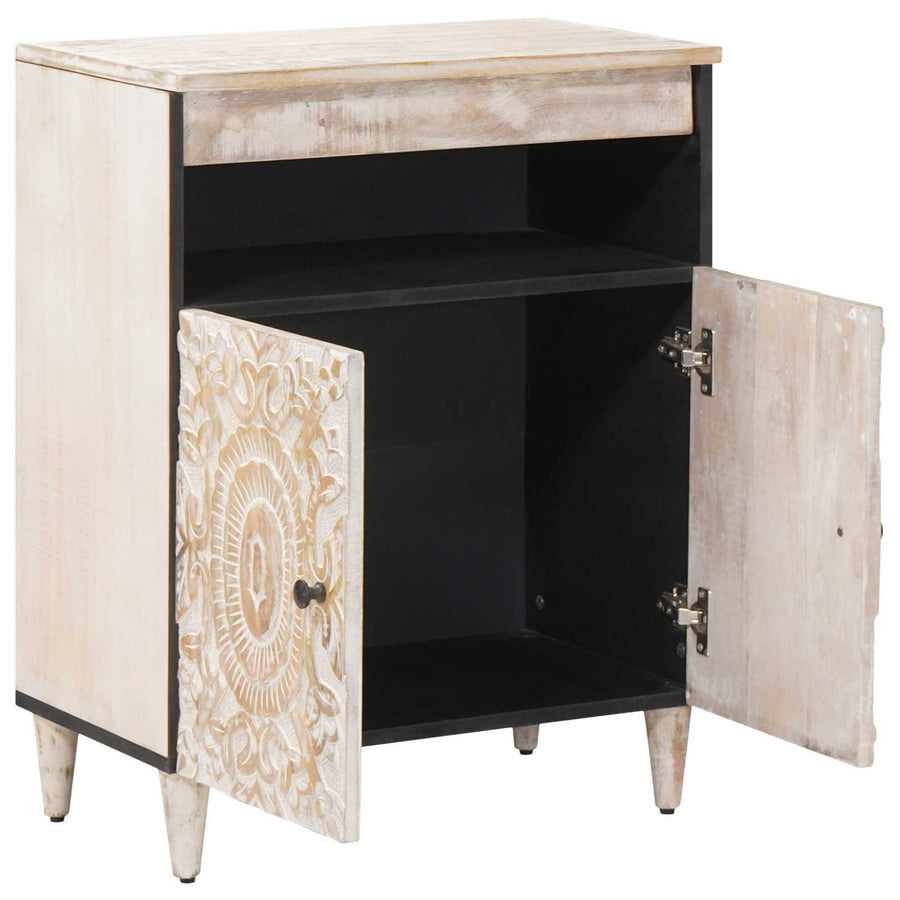 Dressoir met opslag Wit 60 x 33,5 x 75 cm Massief Mango Hout
