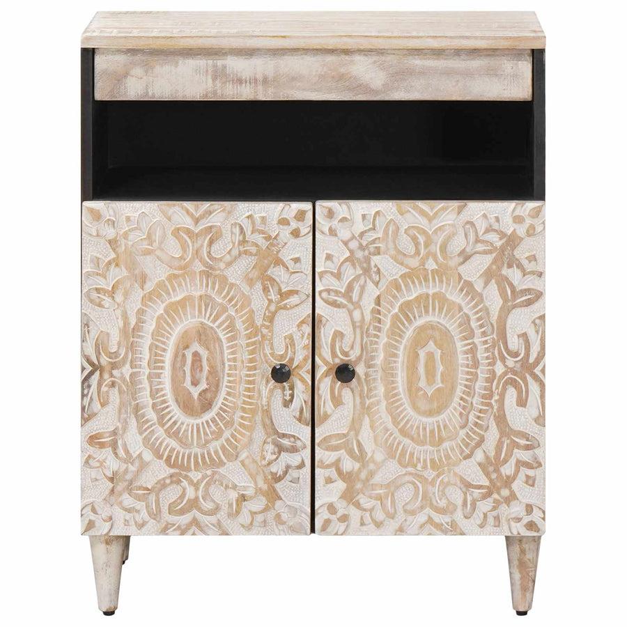 Dressoir met opslag Wit 60 x 33,5 x 75 cm Massief Mango Hout