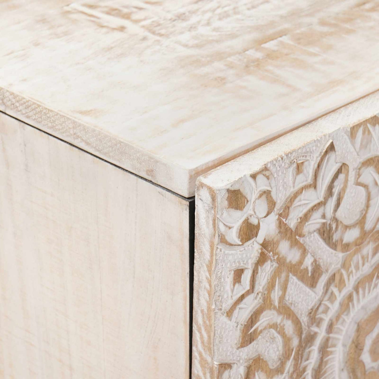 Dressoir met opslag Wit 60 x 33,5 x 75 cm Massief Mango Hout