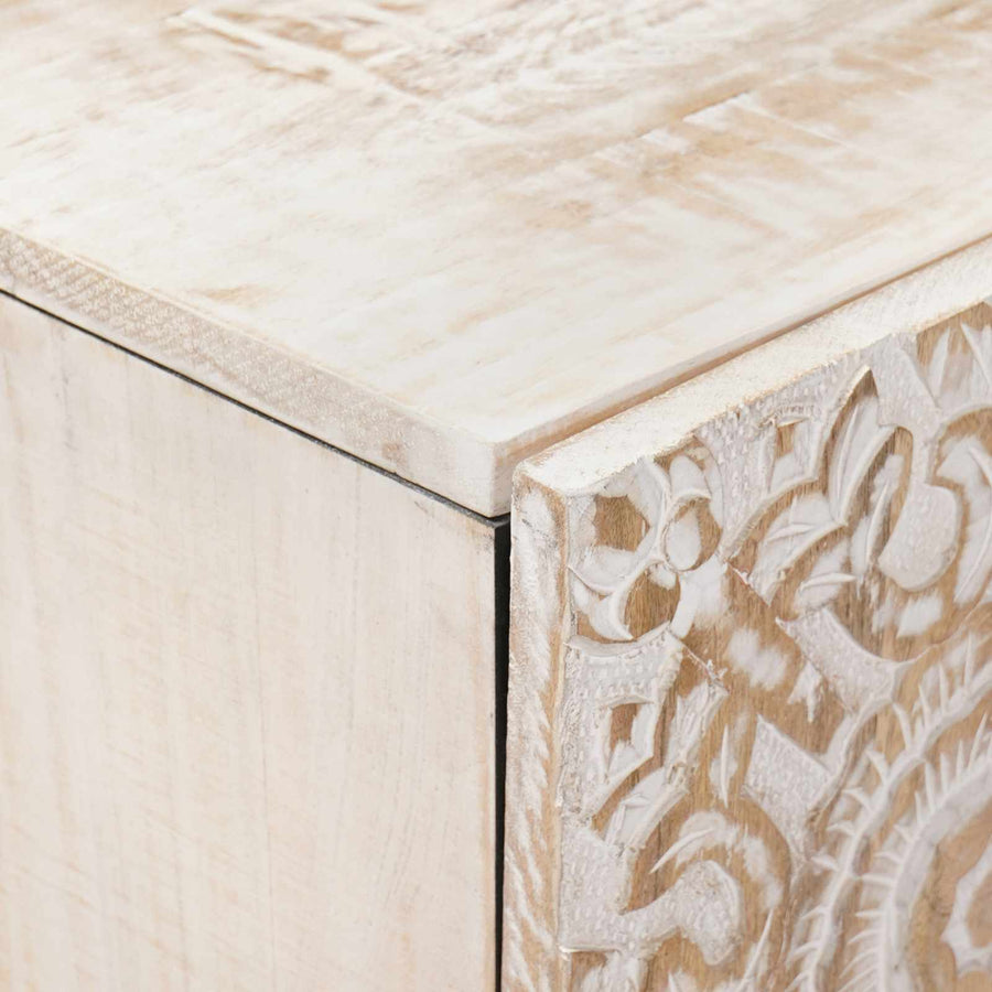 Dressoir met opslag Wit 60 x 33,5 x 75 cm Massief Mango Hout