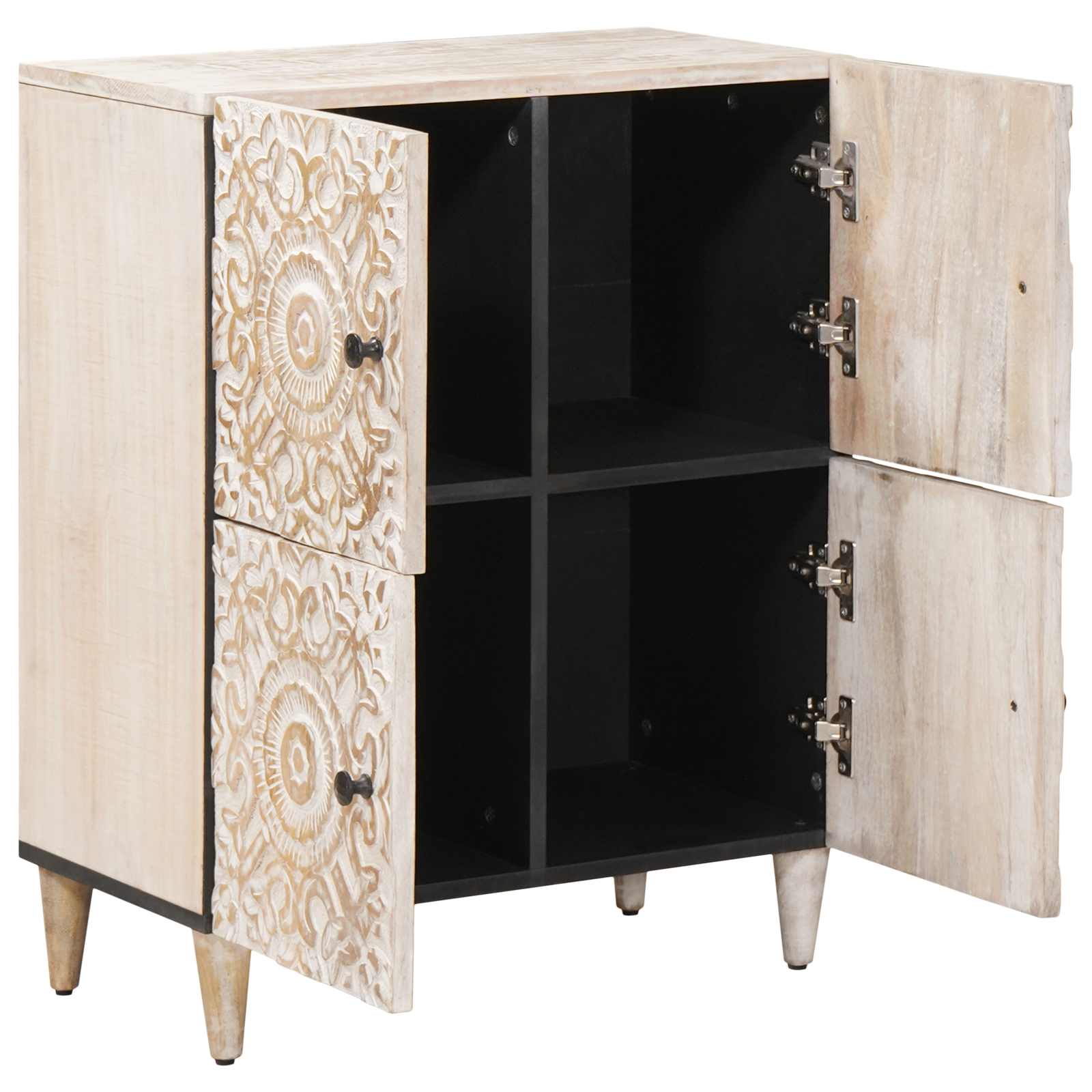 Dressoir met opslag Wit 60 x 33,5 x 75 cm Massief Mango Hout