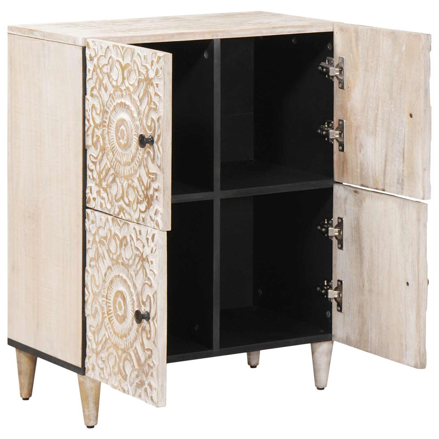 Dressoir met opslag Wit 60 x 33,5 x 75 cm Massief Mango Hout