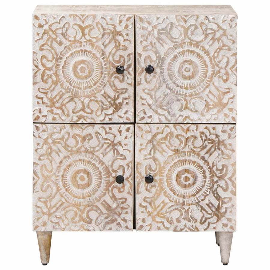 Dressoir met opslag Wit 60 x 33,5 x 75 cm Massief Mango Hout