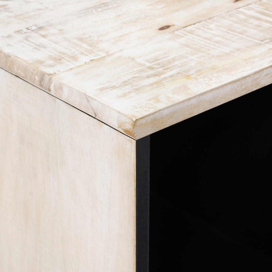 Dressoir met opslag Wit 80 x 33,5 x 75 cm Massief Mango Hout