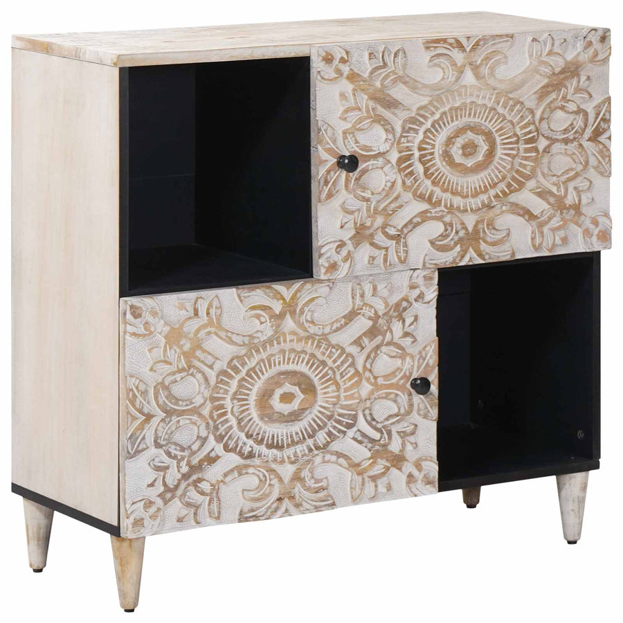 Dressoir met opslag Wit 80 x 33,5 x 75 cm Massief Mango Hout