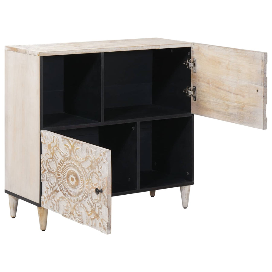 Dressoir met opslag Wit 80 x 33,5 x 75 cm Massief Mango Hout