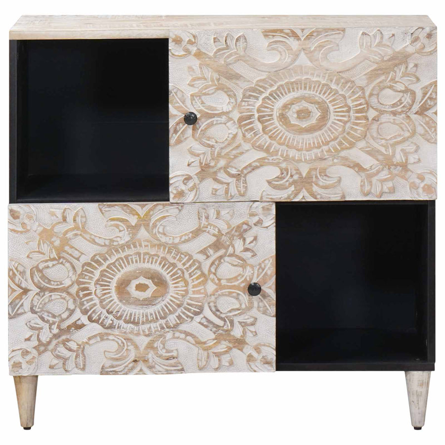 Dressoir met opslag Wit 80 x 33,5 x 75 cm Massief Mango Hout