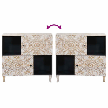 Dressoir met opslag Wit 80 x 33,5 x 75 cm Massief Mango Hout