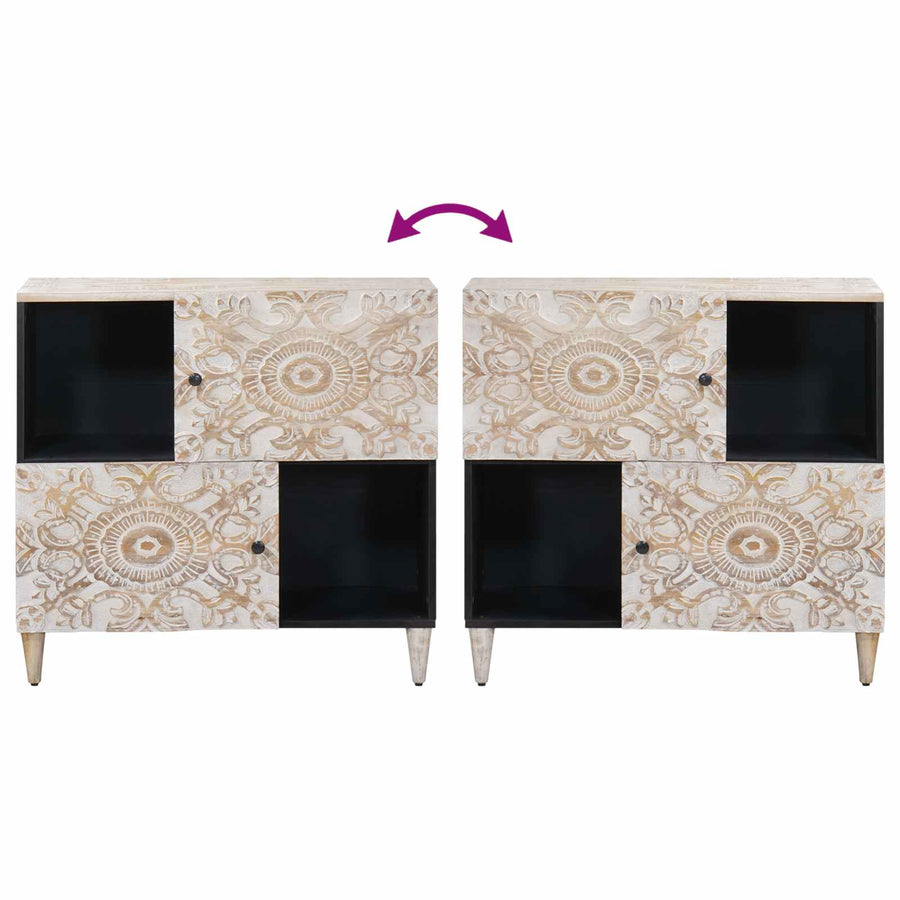 Dressoir met opslag Wit 80 x 33,5 x 75 cm Massief Mango Hout