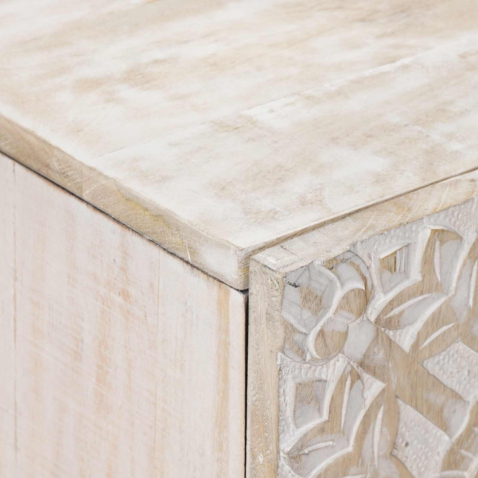 Dressoir met plank Wit 90 x 33,5 x 75 cm Massief Mango Hout