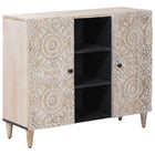 Sideboard with shelf White 90 x 33.5 x 75 cm Solid Mango Wood