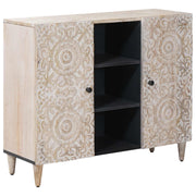 Dressoir massief mango hout wit 90x33,5x75 cm