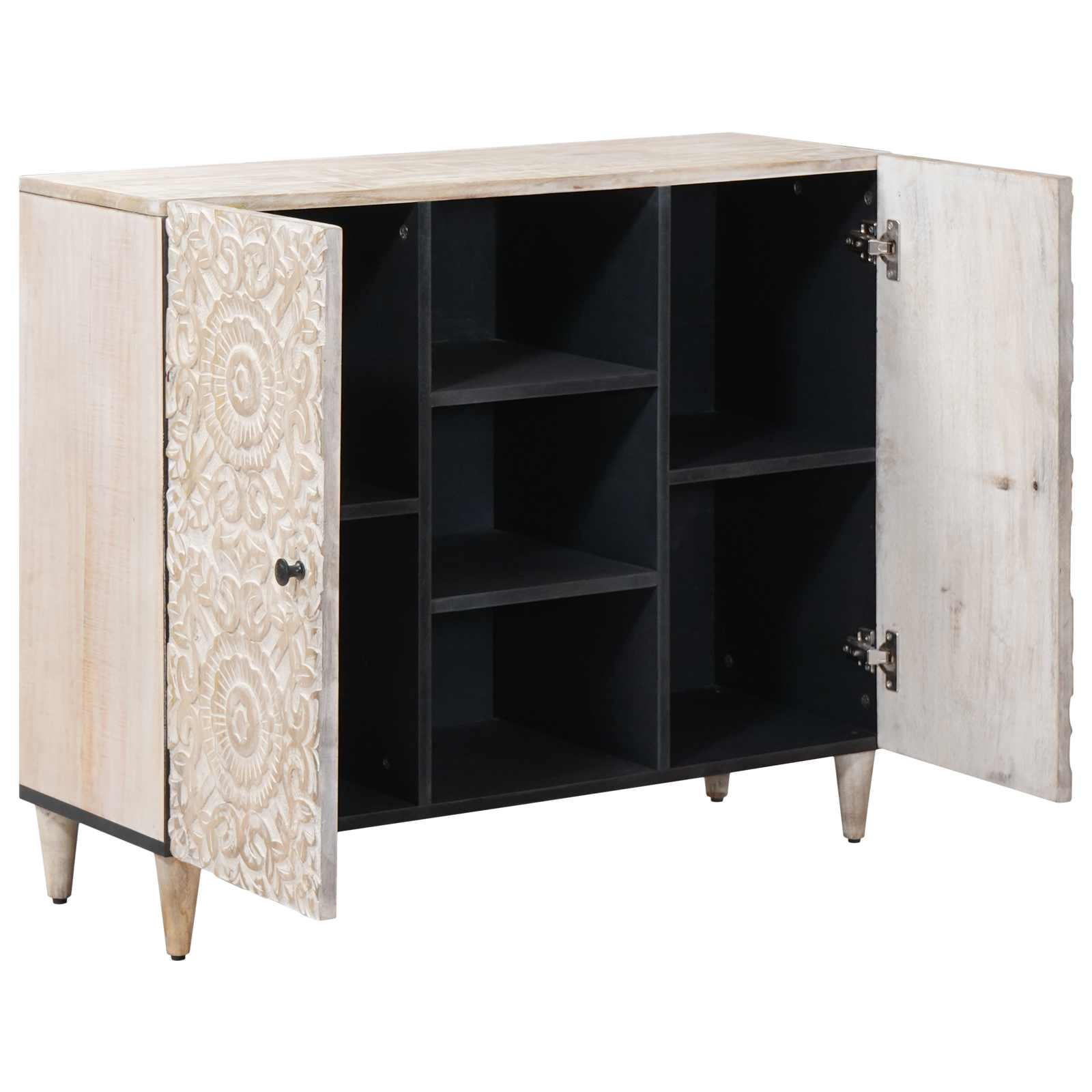 Dressoir met plank Wit 90 x 33,5 x 75 cm Massief Mango Hout