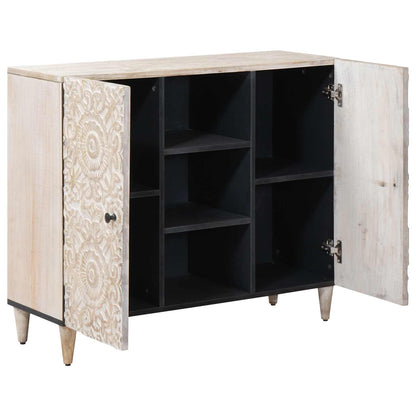 Dressoir met plank Wit 90 x 33,5 x 75 cm Massief Mango Hout