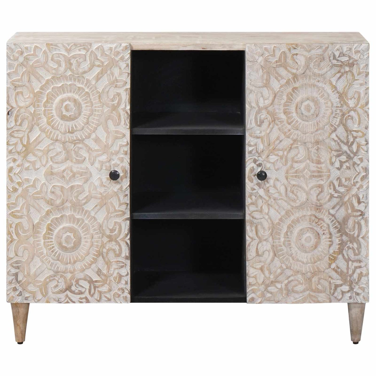 Dressoir met plank Wit 90 x 33,5 x 75 cm Massief Mango Hout