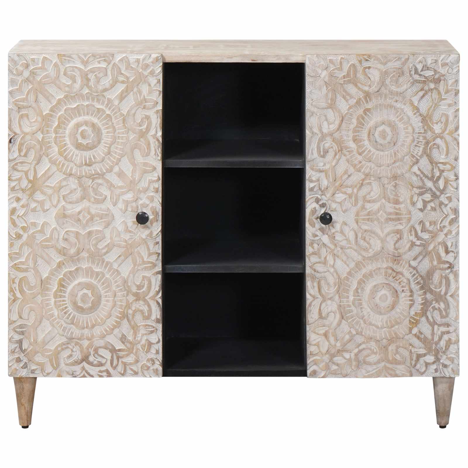 Dressoir met plank Wit 90 x 33,5 x 75 cm Massief Mango Hout