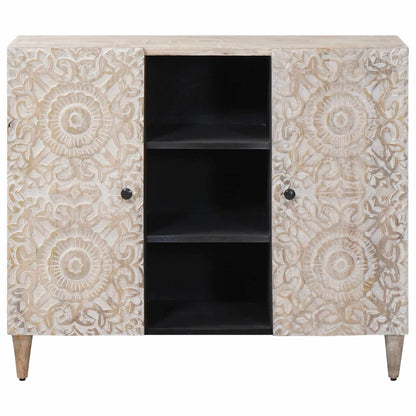 Dressoir met plank Wit 90 x 33,5 x 75 cm Massief Mango Hout