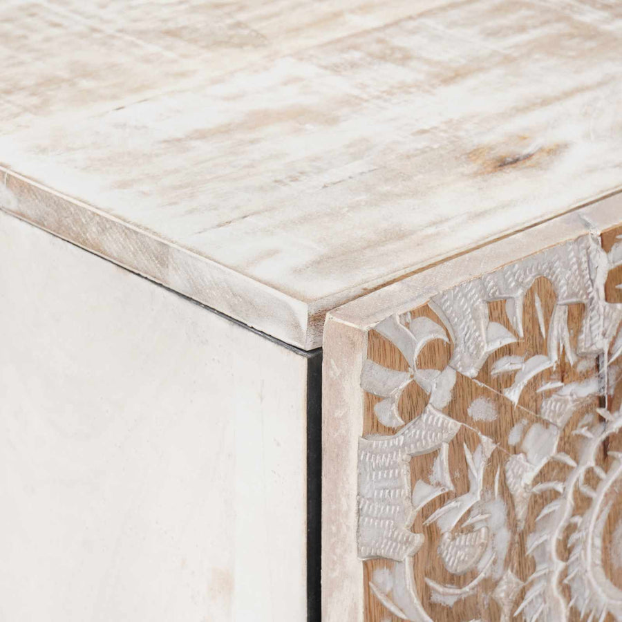Hoge Kast met lade Wit 60 x 33,5 x 100 cm Massief Mango Hout