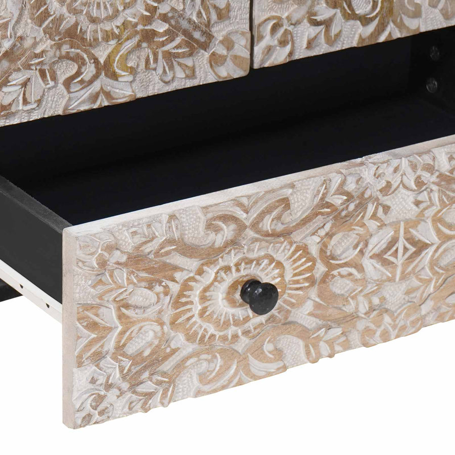 Hoge Kast met lade Wit 60 x 33,5 x 100 cm Massief Mango Hout