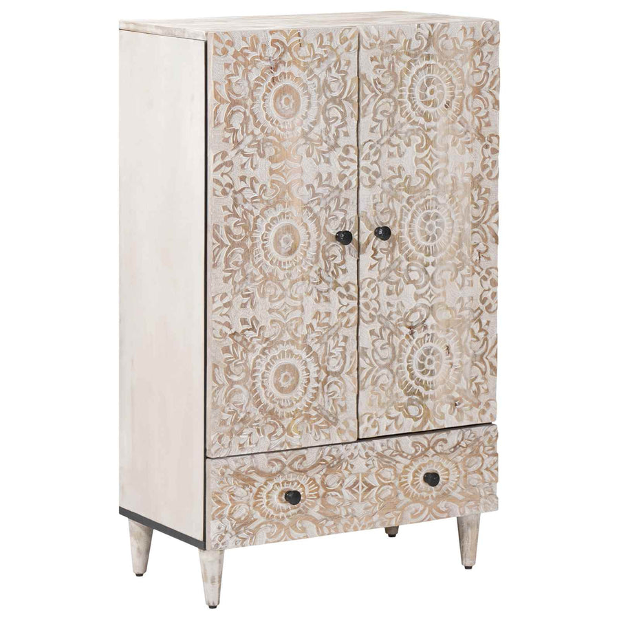 Hoge Kast met lade Wit 60 x 33,5 x 100 cm Massief Mango Hout