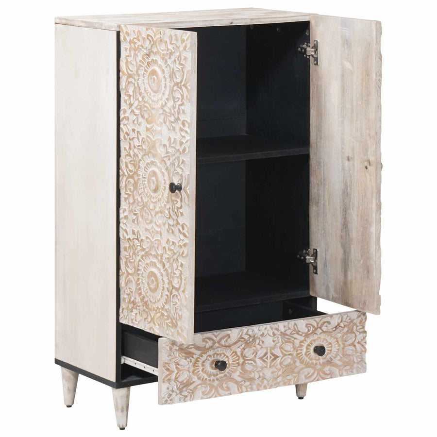 Hoge Kast met lade Wit 60 x 33,5 x 100 cm Massief Mango Hout