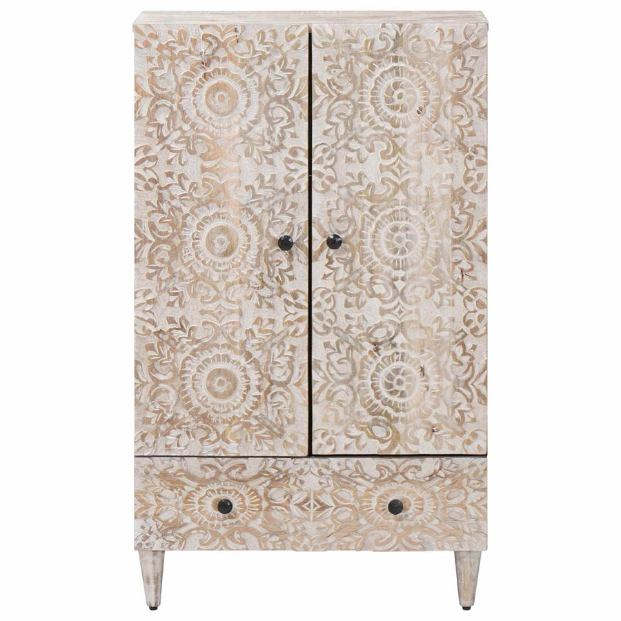 Hoge Kast met lade Wit 60 x 33,5 x 100 cm Massief Mango Hout