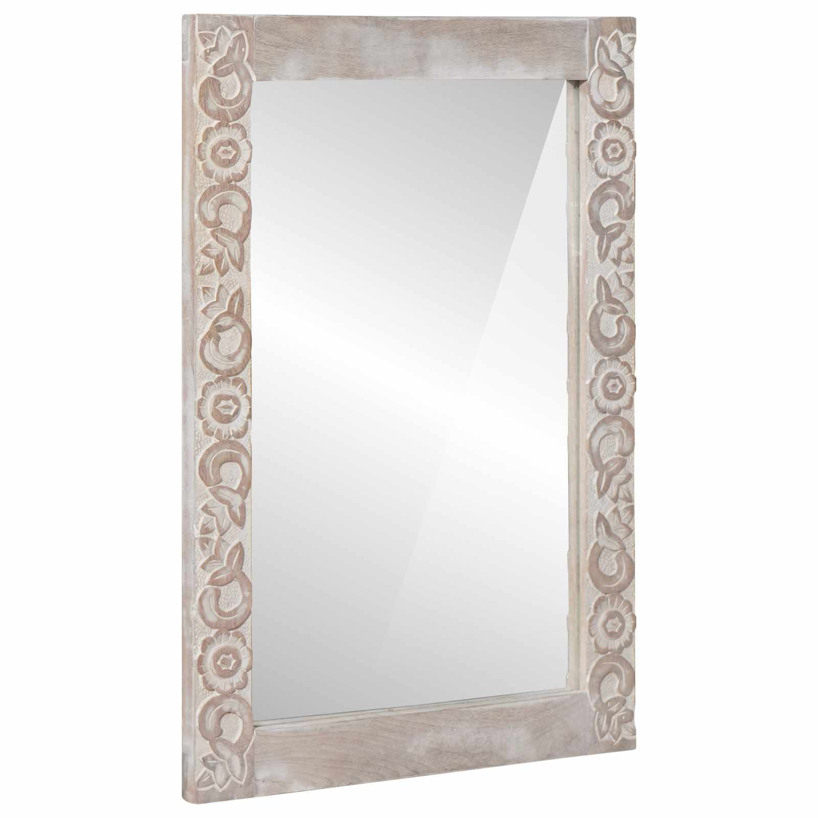 Badkamer Spiegel Wit 50 x 70 x 3 cm Massief Mango Hout