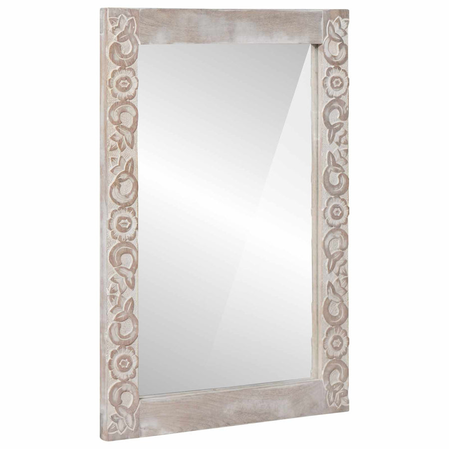Badkamer Spiegel Wit 50 x 70 x 3 cm Massief Mango Hout