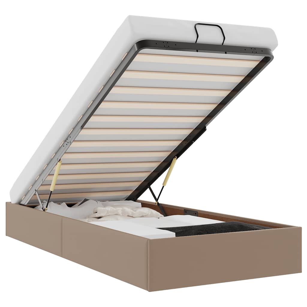 Bedframe zonder matras 80x200 cm kunstleer cappuccinokleurig