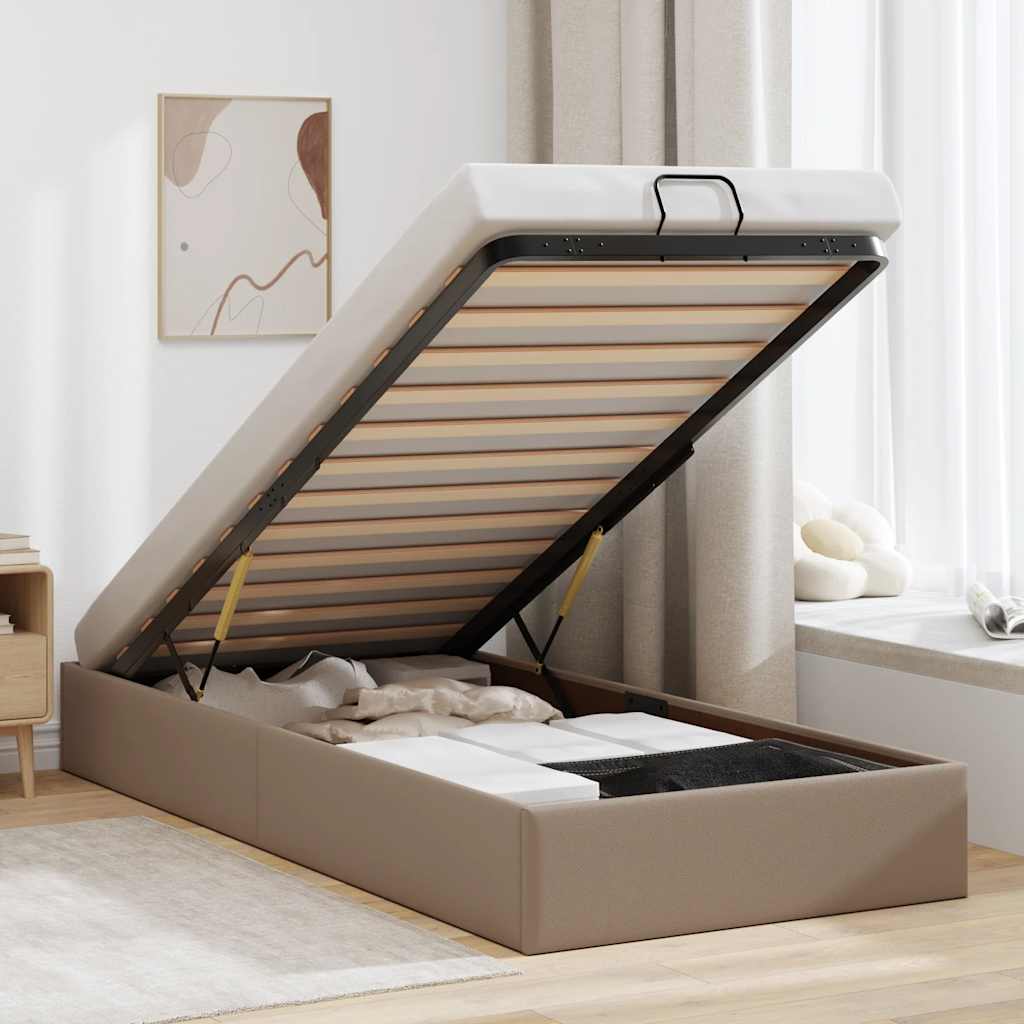 Bedframe zonder matras 80x200 cm kunstleer cappuccinokleurig