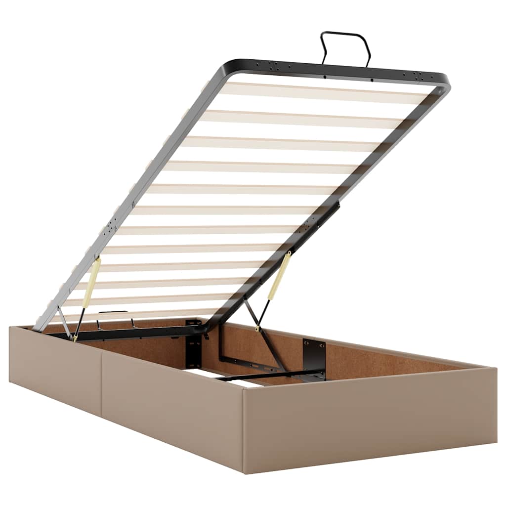 Bedframe zonder matras 90x190 cm kunstleer cappuccinokleurig