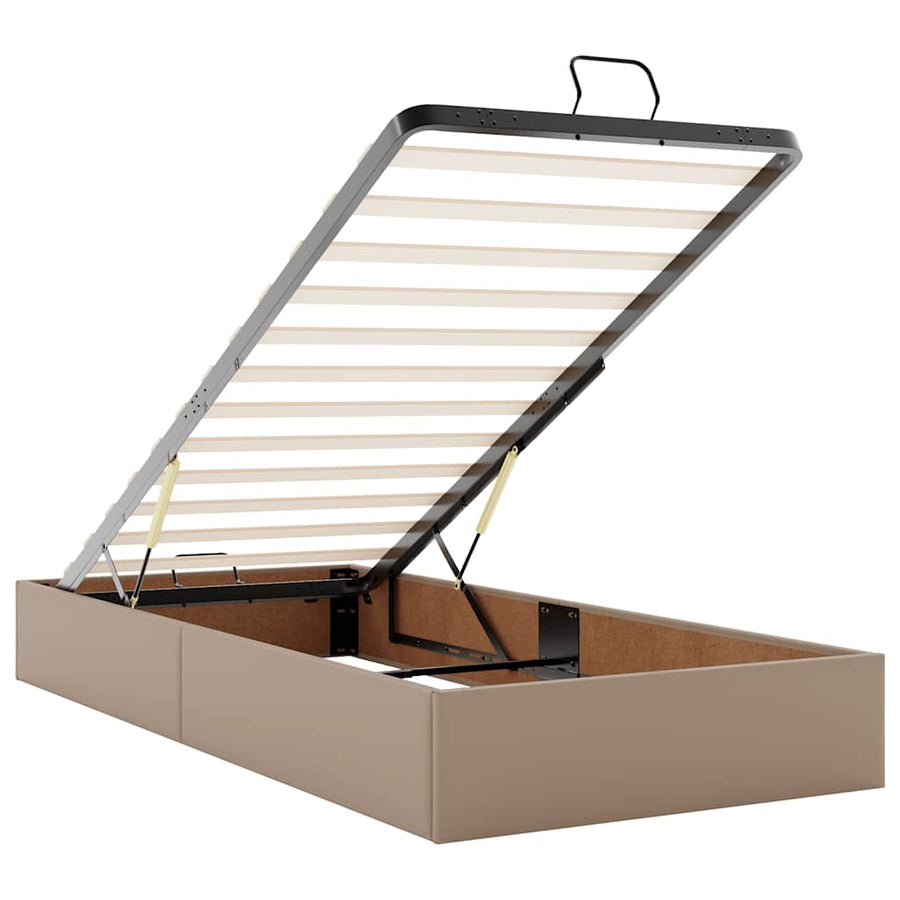 Bedframe zonder matras 90x200 cm kunstleer cappuccinokleurig