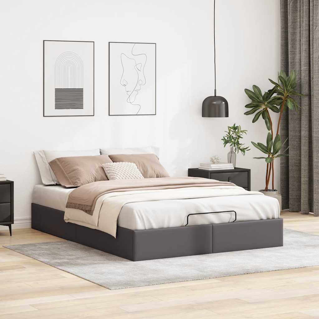 Bedframe zonder matras 140x190 cm kunstleer grijs