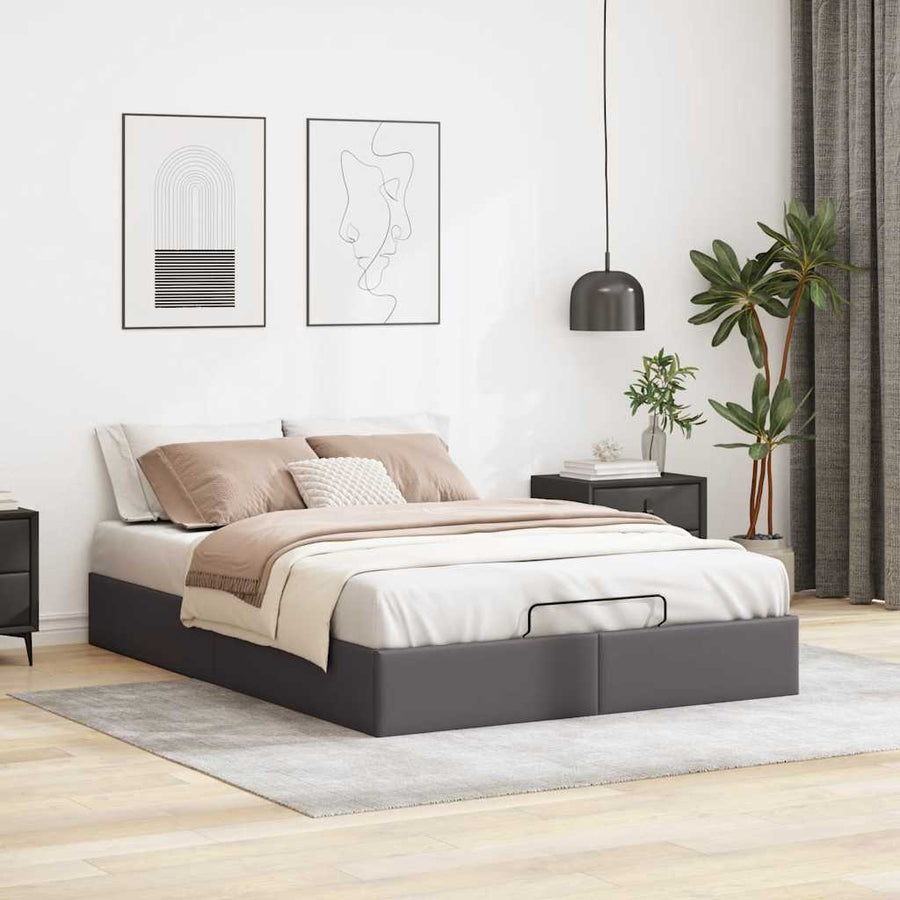 Bedframe zonder matras 140x190 cm kunstleer grijs