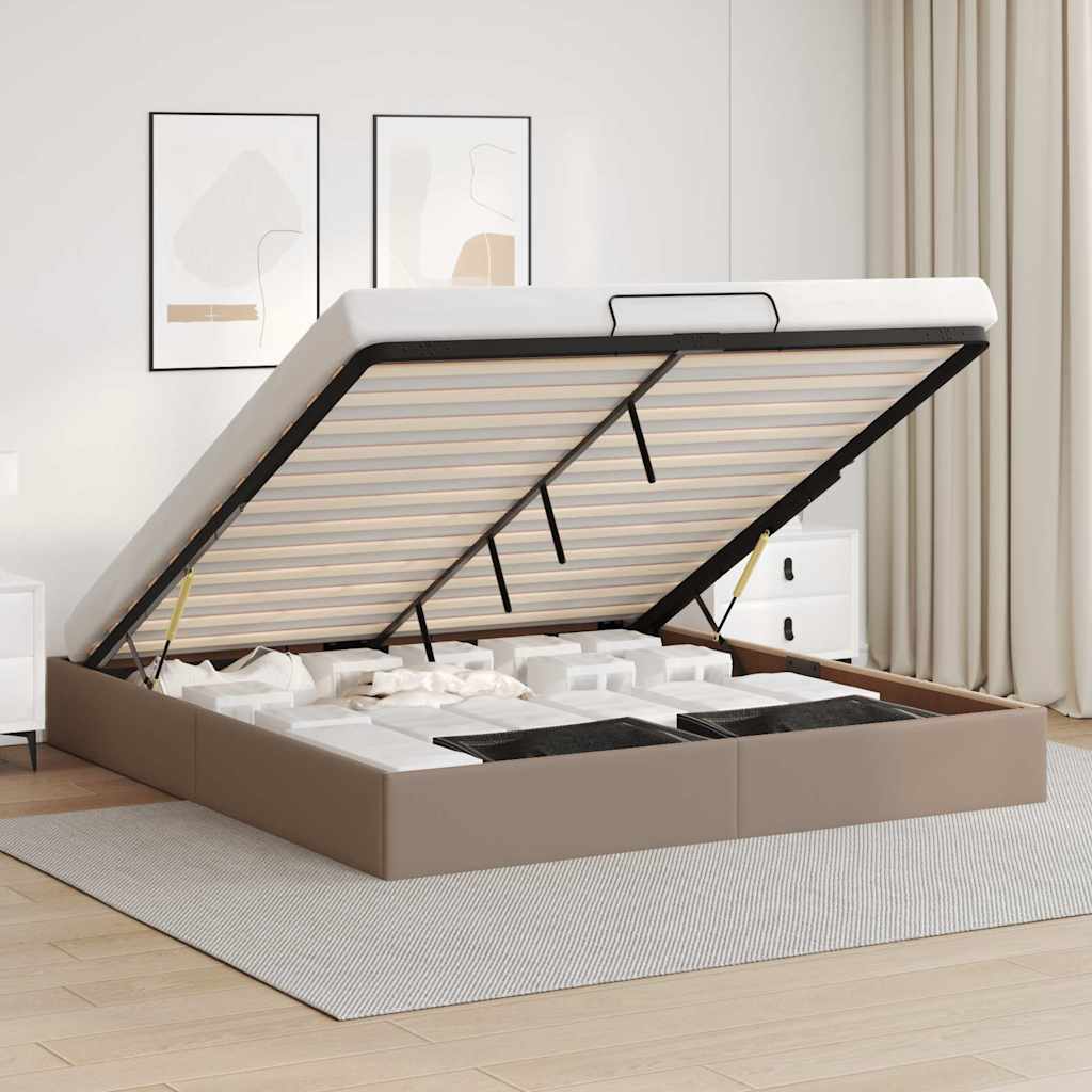 Bedframe zonder matras 160x200 cm kunstleer cappuccinokleurig
