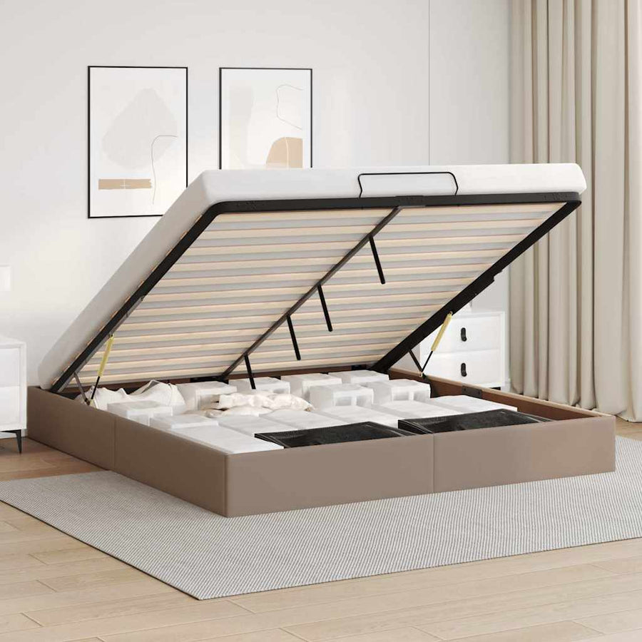 Bedframe zonder matras 160x200 cm kunstleer cappuccinokleurig