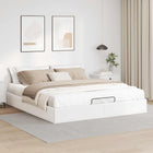 Bedframe 200x200 cm kunstleer wit met opbergruimte