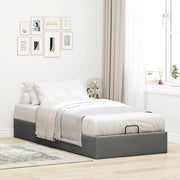 Bedframe 90x190 cm stof donkergrijs met opbergruimte