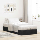 Bedframe 90x190 cm stof zwart met opbergruimte
